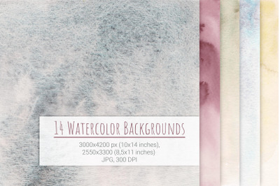 Set of 14 watercolor backgrounds