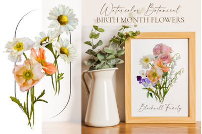 Watercolor Birth Month Flowers