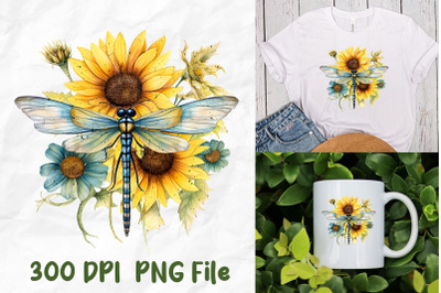 Hippie Dragonfly Sunflower Vintage