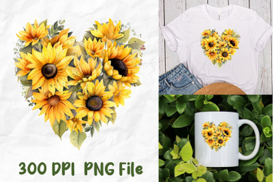 Retro Hippie Heart Sunflower