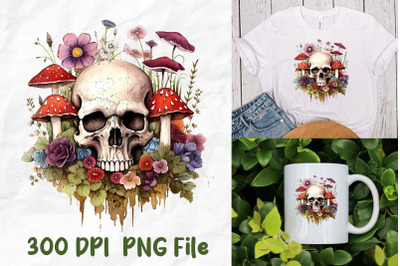 Hippie Mushroom Retro Vintage Skull