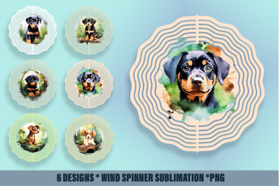 Watercolor Rottweiler Dog Wind Spinner | Sublimation Spinner