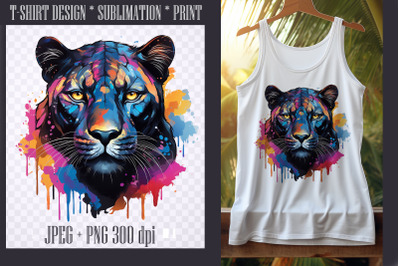 Bright watercolor Black Panther&2C;transparent PNG&2F;JPEG