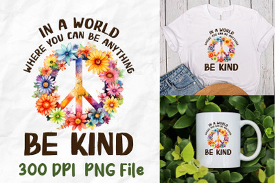 Be Anything Be Kind Flower Peace Sign