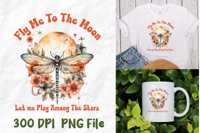 Fly To The Moon Dragonfly Flowers