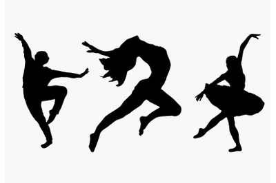 Dance silhouette acrobat dancer clipart set