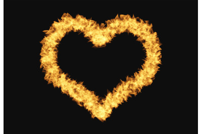 Fire hearts realistic hot flames bundle art