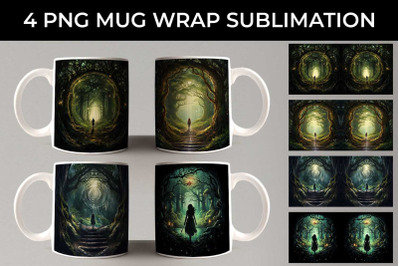 Enigmatic Woods Mug Wrap: Mystic Adventure, Forest Magic, Fairytale Dr