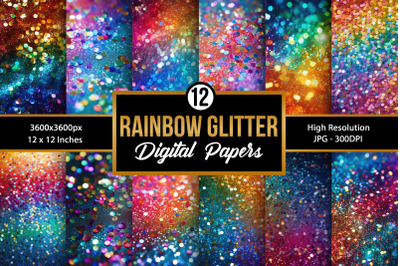 Rainbow Glitter Background Digital Papers