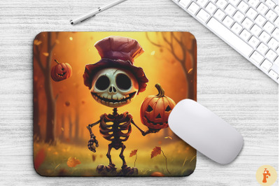 Happy Skeleton At Halloween Mouse Pad