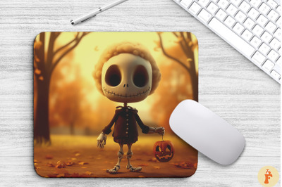 Cute Skeleton At Halloween Mouse Pad