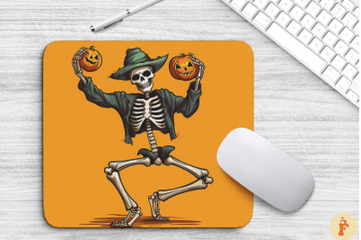 Dancing Skeleton With Pumpkin Mouse Pad