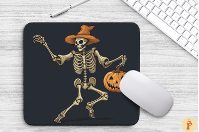 Dancing Skeleton With Pumpkin Mouse Pad