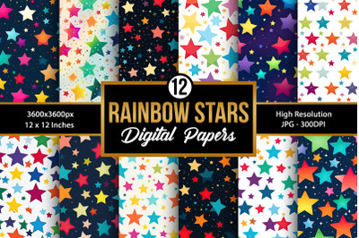 Rainbow Stars Seamless Pattern Digital Papers