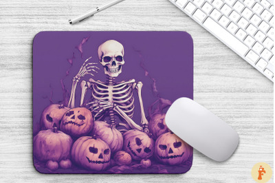 Scary Skeleton With Pumpkins Mouse Pad