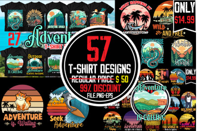 Adventure Tshirt Mega Bundle ,57 Camping 57 Tshirt Design , Camping SV