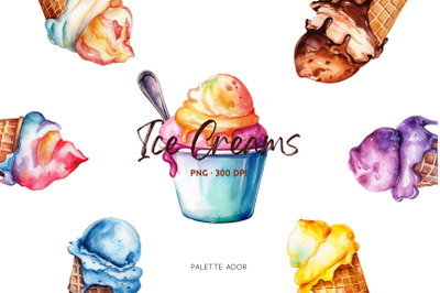 Watercolor Ice Creams