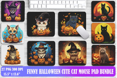 Funny Halloween Cute Cat Mouse Pad Bundle