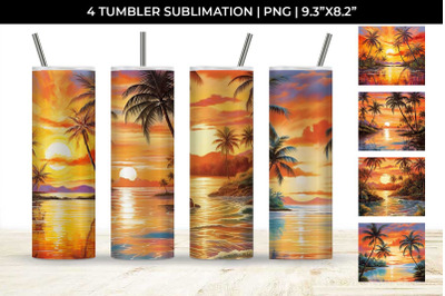 Sunset Palms Tumbler: Beach Paradise, Sunset Serenity, Tropical Escape