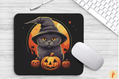 British Shorthair Cat With Witch Hat