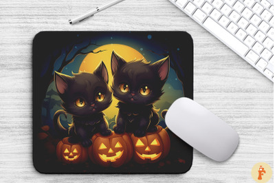 Happy Cute Cartoon Kittens In Halloween