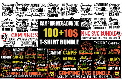 Camping Mega SVG Bundle,100 SVG Designs,CAMPING SVG BUNDLE Mega Bundle