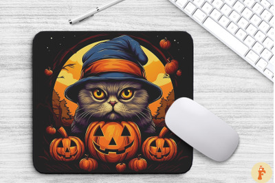 Halloween Scottish Fold Cat With Pumpkin