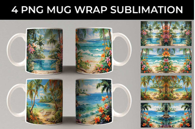 Tropical Bliss Mug Wrap: Exotic Vacation, Summer Breeze, Island Life