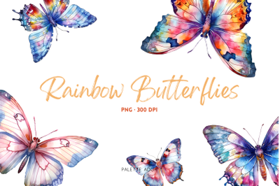 Watercolor Rainbow Butterflies