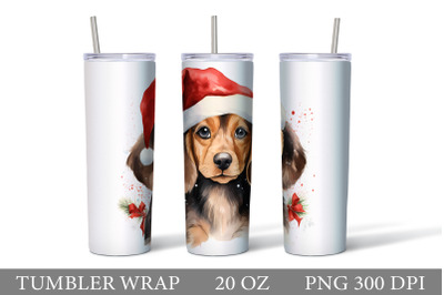 Christmas Dog Tumbler Sublimation. Dog Watercolor Tumbler