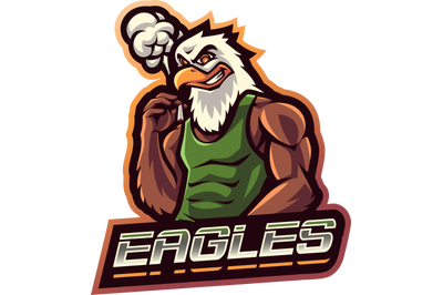 Eagle mascot with cigarette