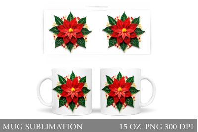 Poinsettia Mug Sublimation. Paper Poinsettia Mug Design