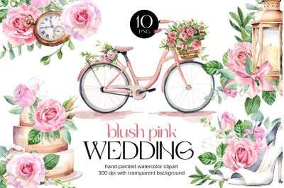 Watercolor Blush Pink Roses Wedding Set