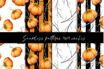 Autumn patterns with pumpkins