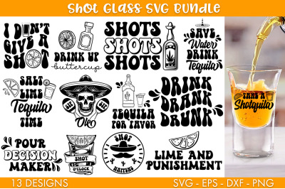 Shot Glass Quotes SVG Bundle PNG Sublimation