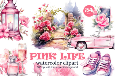 Watercolor Pinkcore, Pink Life Clipart