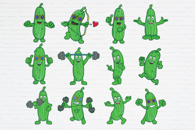 Cute Pickle Cucumber Clipart SVG PNG Bundle. Instant Download for Cric
