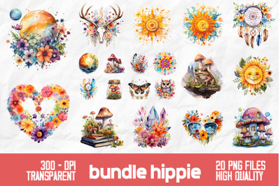 Colorful Hippie Flowers Bundle Design