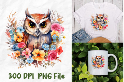 Hippie Owl Rainbow Wild Flowers