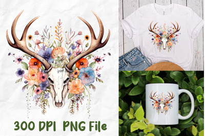 Hippie Flowers And Elk Antlers