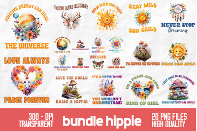 Rainbow Hippie Flowers Bundle Design