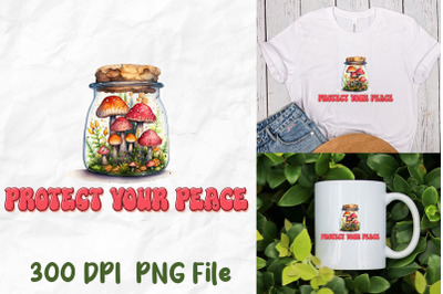 Protect Your Peace Hippie Mushroom Jar