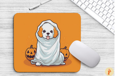 Happy Cavoodle Dog In Ghost Costume