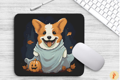 Cute Happy Corgi Dog In Ghost Costume