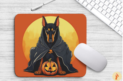 Doberman Dog In Black Ghost Costume