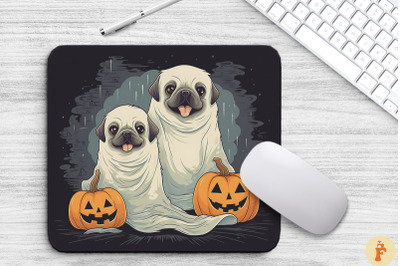 Happy Mops Dogs In Ghost Costume