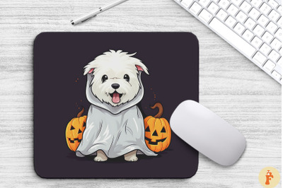 Cute White Terrier Dog In Ghost Costume