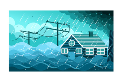 Flood Disaster Illustration