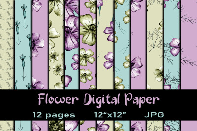 12 Flower Digital Paper