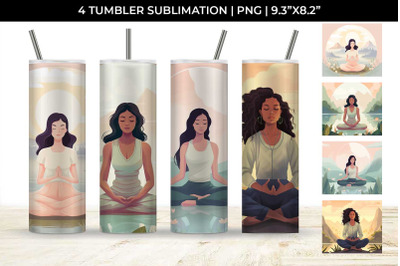 Blissful Serenity - Woman Meditating Tumbler Wrap Bundle